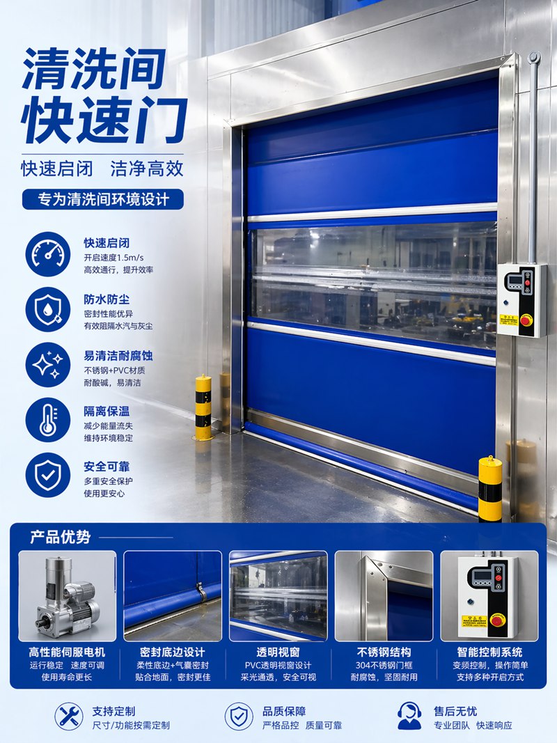 宁波不锈钢防水快速门厂家｜清洗间高速卷帘门定制缩略图